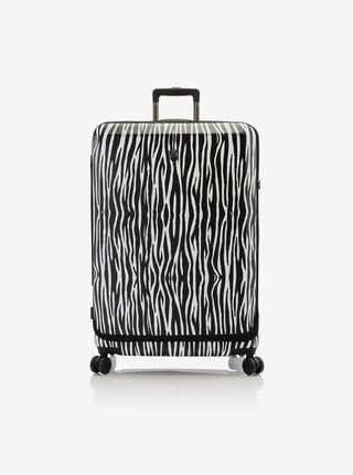 Bielo-čierny cestovný kufor so zvieracím vzorom Heys EZ Fashion L Zebra