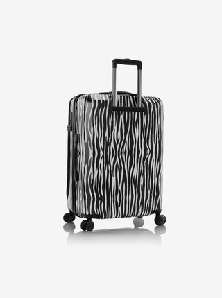 Bielo-čierny cestovný kufor so zvieracím vzorom Heys EZ Fashion M Zebra