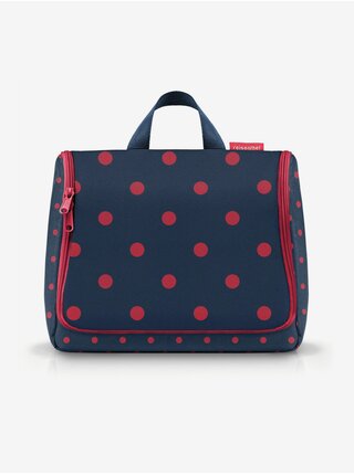 Tmavomodrá dámska bodkovaná kozmetická taška Reisenthel Toiletbag XL Mixed Dots Red