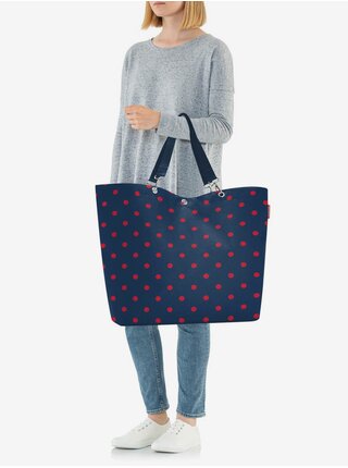 Tmavomodrá dámska bodkovaná veľká shopper taška Reisenthel Shopper XL