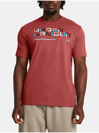 Cihlové tričko Under Armour UA Colorblock Wordmark SS
