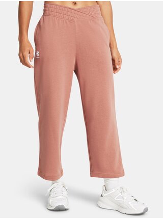 Starorůžové sportovní tepláky Under Armour UA Rival Terry Crop Wide Leg