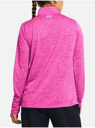 Tmavě růžové sportovní tričko Under Armour Tech 1/2 Zip- Twist
