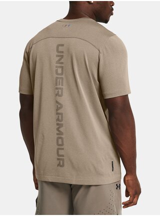 Světle hnědé sportovní tričko Under Armour UA Rush Seamless Wordmark SS