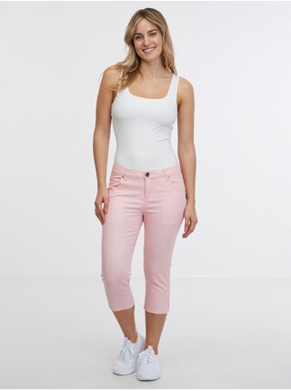 Světle růžové dámské tříčtvrteční slim fit džíny SAM 73 Amara