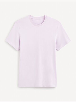 Světle fialové pánské basic tričko Celio Tebase 