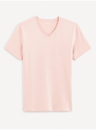 Růžové pánské basic tričko Celio Neuniv 