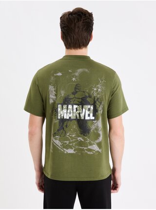 Khaki pánské tričko Celio Marvel - Hulk 