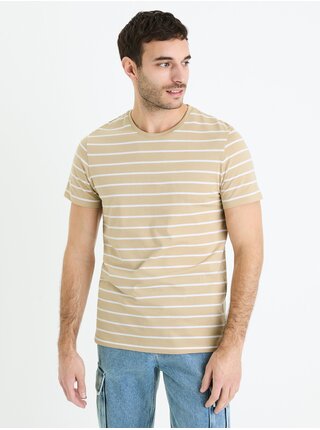 Béžové pánské basic tričko Celio Gebaser