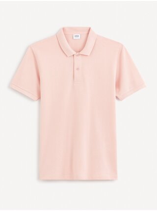 Světle růžové pánské basic polo tričko Celio Teone 