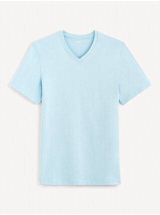 Světle modré pánské basic tričko Celio Debasev 