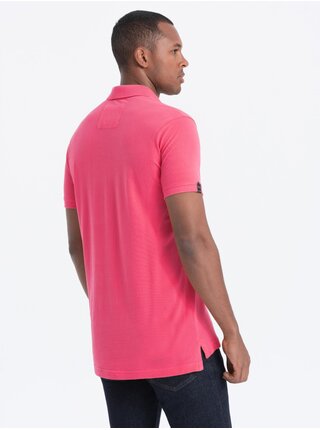 Tmavo ružové pánske polo tričko Ombre Clothing