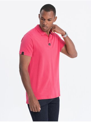 Tmavě růžové pánské polo tričko Ombre Clothing