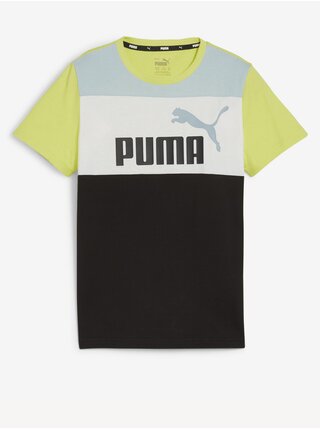 Čierno-zelené chlapčenské tričko Puma ESS Block Tee