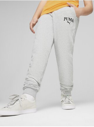 Svetlosivé chlapčenské žíhané tepláky Puma Squad Sweatpants