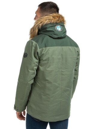 Zelená pánska zimná bunda s umelým kožúškom Kilpi ALPHA