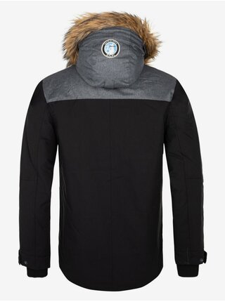 Čierna pánska zimná bunda s umelým kožúškom Kilpi ALPHA