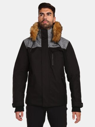 Černá pánská zimní bunda s umělým kožíškem Kilpi ALPHA