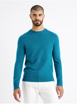 Modrý pánsky vlnený sveter Celio Cevlnacam