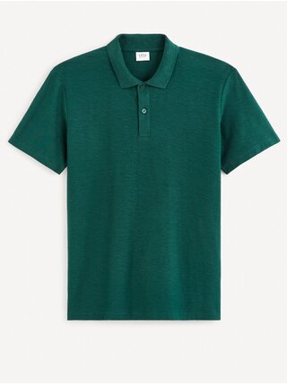 Tmavě zelené pánské basic polo tričko Celio Feflame
