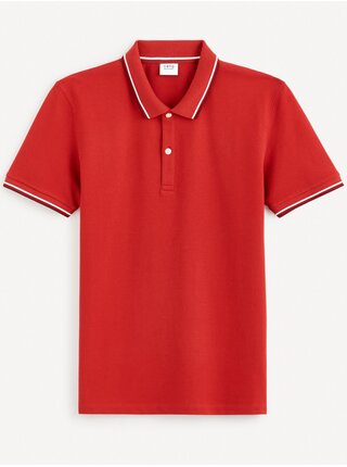 Červené pánské basic polo tričko Celio Decolrayeb 