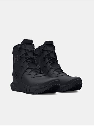 Čierne kožené outdoorové topánky Under Armour UA MG Valsetz LTHR WP ZIP