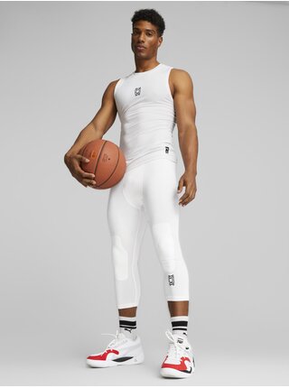 Bílé pánské sportovní legíny Puma Hoops 3/4 Tight Baselayer