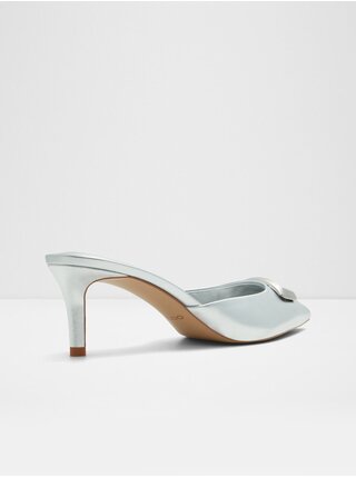 Dámské lesklé pantofle na podpatku ve stříbrné barvě ALDO Louisette     