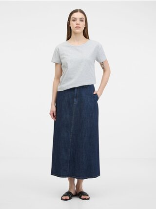 Tmavomodrá dámska džínsová maxi sukňa ORSAY