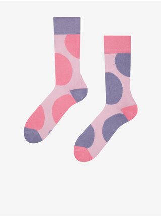 Fialovo-růžové dámské veselé ponožky Dedoles Velké puntíky