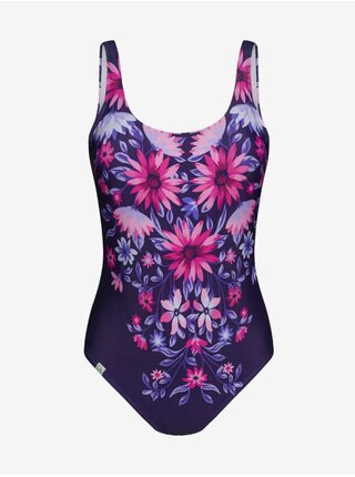 Růžovo-fialové dámské veselé jednodílné plavky Dedoles Květinová duše