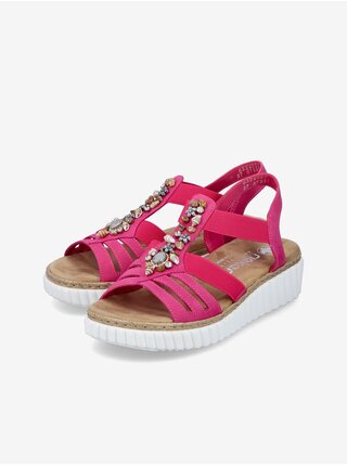Tmavě růžové dámské sandálky Rieker