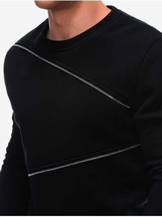 Čierna pánska mikina s ozdobnými zipsami Ombre Clothing