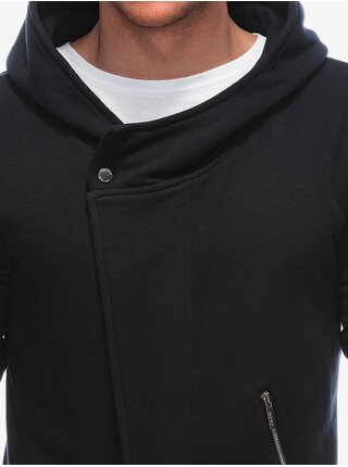 Čierna pánska asymetrická mikina na zips Ombre Clothing