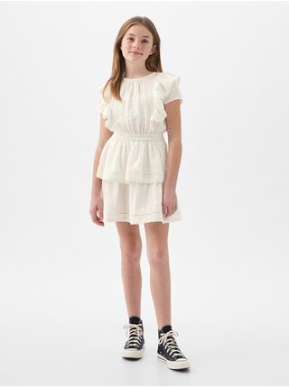 Biele dievčenské šaty s volánmi GAP