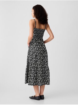 Černé dámské květované midi šaty GAP