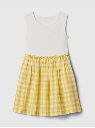 Bielo-žlté dievčenské kockované šaty GAP