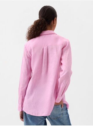 Růžová dámská lněná košile GAP