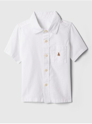 Bílá klučičí košile s příměsí lnu GAP