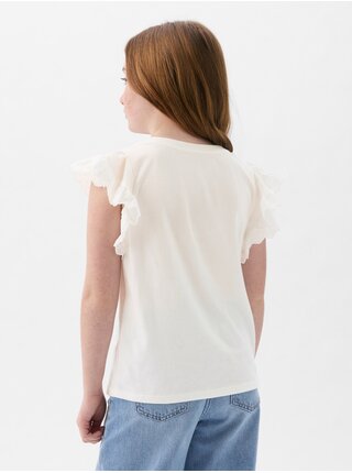 Biele dievčenské tričko s volánmi GAP
