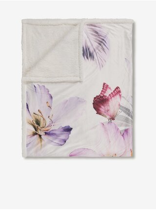 Bílý květovaný pléd Descanso 130 x 160 cm