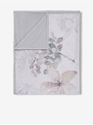 Bílý květovaný pléd Descanso 130 x 160 cm