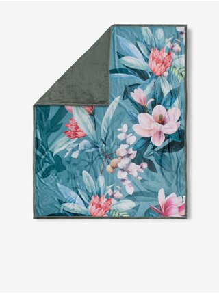 Modrý květovaný pléd Descanso 130 x 160 cm