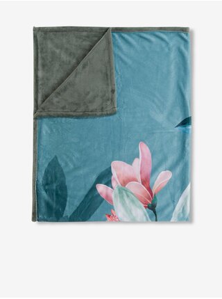 Modrý kvetovaný pléd Descanso 130 x 160 cm