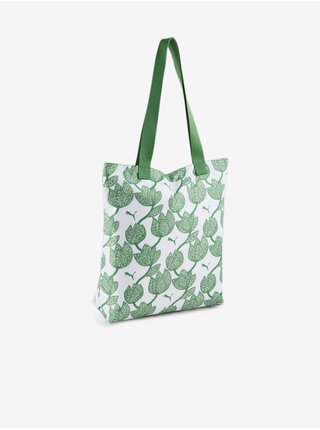 Bílo-zelená dámská vzorovaná taška Puma Core Pop Shopper