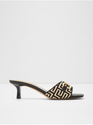 Béžovo-černé dámské vzorované pantofle na podpatku ALDO Naida