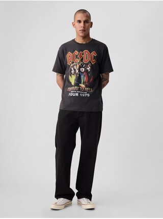 Čierne unisex tričko s potlačou GAP AC/DC
