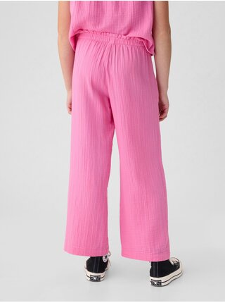 Ružové dievčenské mušelínové široké nohavice GAP