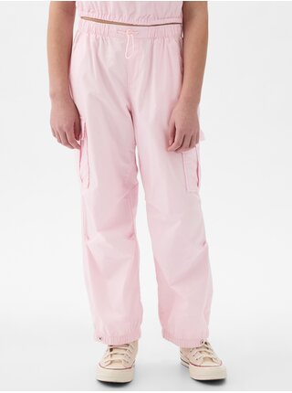 Světle růžové holčičí volné kalhoty GAP  