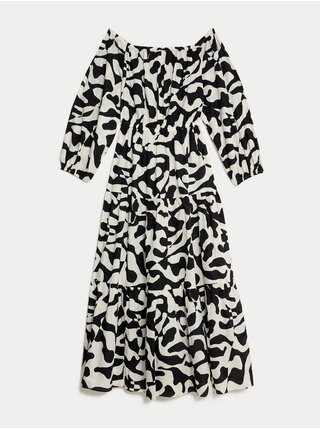 Černo-bílé dámské vzorované šaty Marks & Spencer   